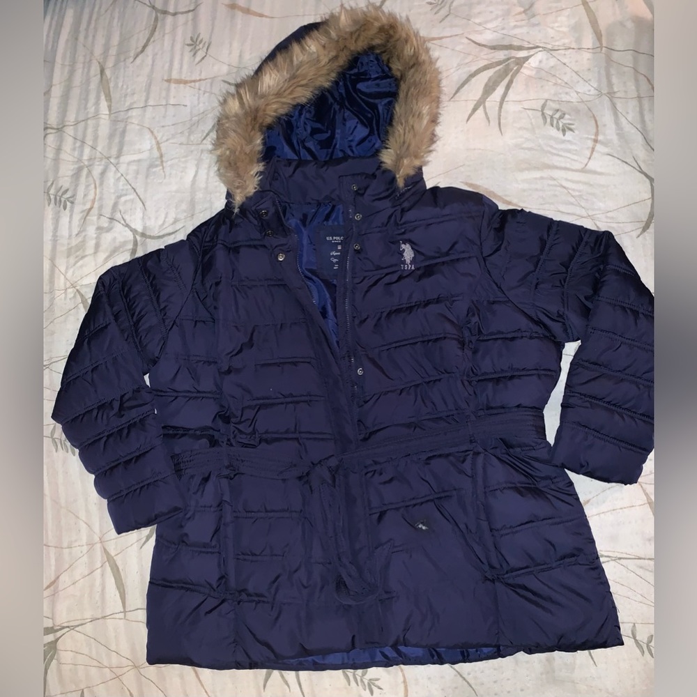 U.S. POLO ASSN. Navy Blue Winter jacket with fur hood